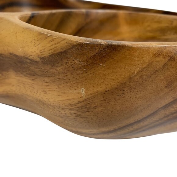 LARGE Beautiful Monkeypod Wood Serving Bowl Coffee Table Decor Vintage - Picture 7 of 13